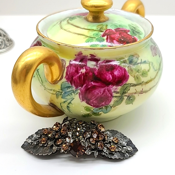 Vintage DeMario NYC Bronze Austrian Crystal Brooch on Sterling Silver! π - Picture 11 of 11